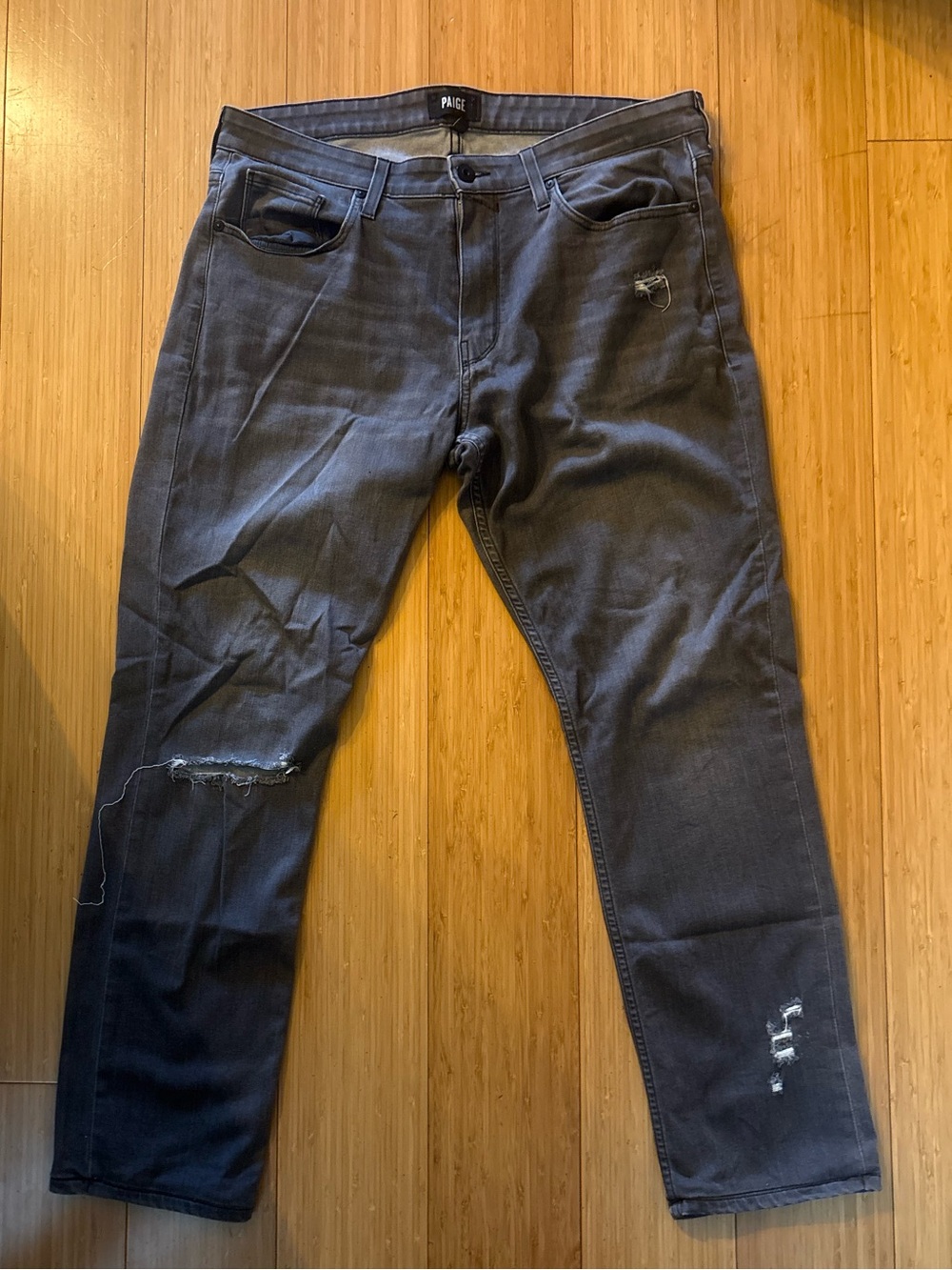 Paige Men’s Slim Straight Jeans: Grey/Black 36 W